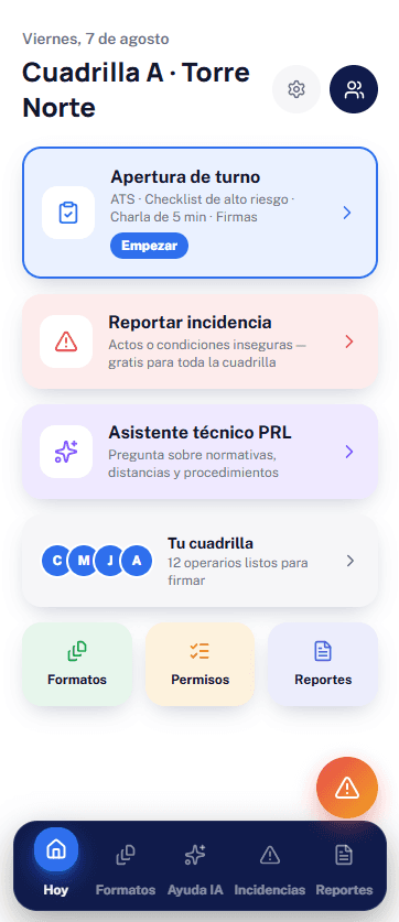 Menú principal de SafeATS AI